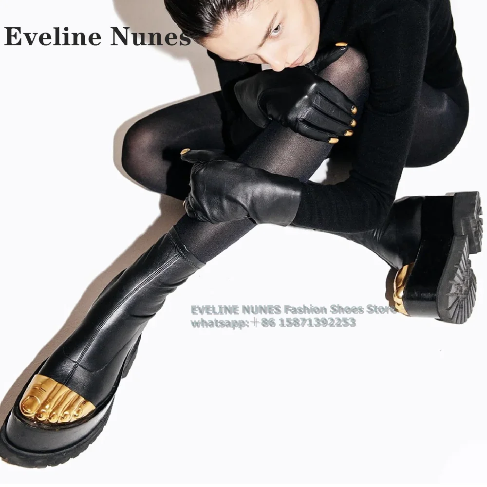 Five Fingers Platform Thick Sole Modern Boots 2024 Newest Trend Round Toe Height Increasing Back Zipper Splicing Sexy Ankle Boot