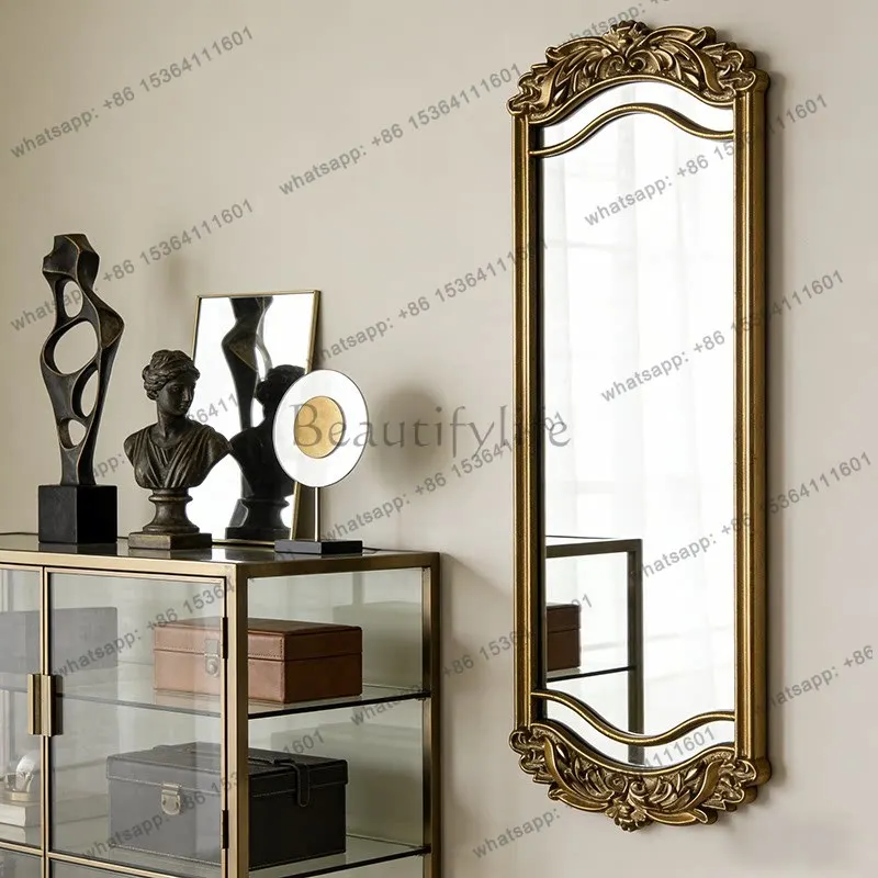 

French entrance living room background wall decorative mirror American retro wall-mounted full-length mirror