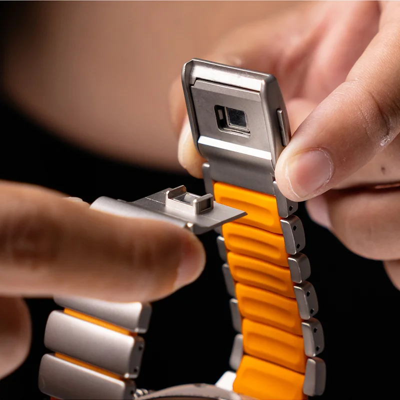 سوار فولاذي فاخر لساعة أبل الترا 3 2 1 49 مللي متر iwatch 11 10 46 مللي متر حزام معدني لسلسلة 9 8 7 6 se 5 4 46 مللي متر 45 مللي متر