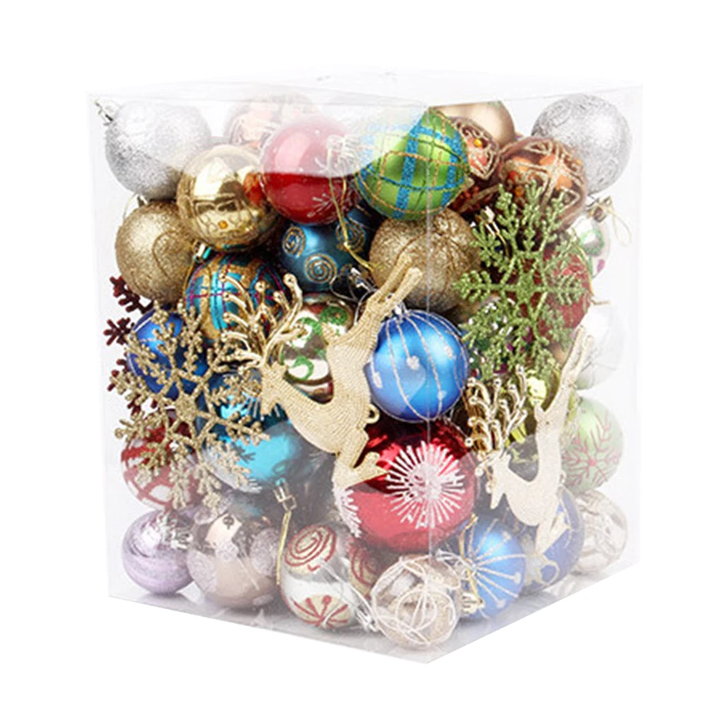 Christmas Tree Baubles Pendants Christmas Balls Set 60-70 Colorful Ornaments For Christmas Decoration Seasonal Decorative Hangin