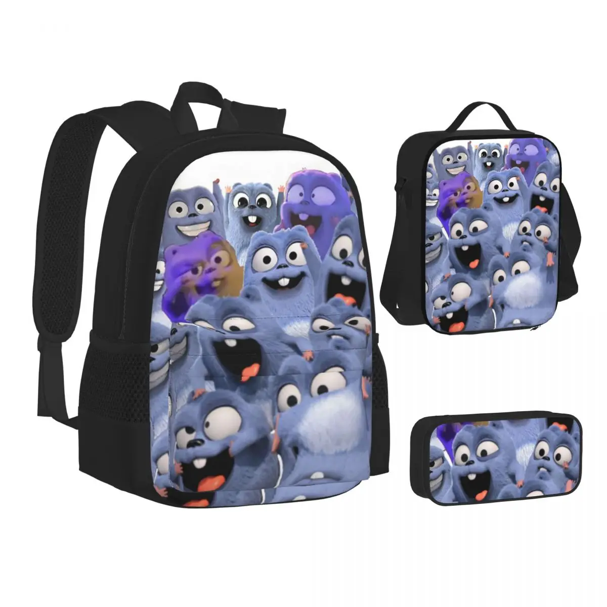 

Animation Grizzy And The Lemmings Cartoon Anime Backpacks Bookbag School Bags Kids Rucksack Lunch Bag Pen Bag Three-Piece Set