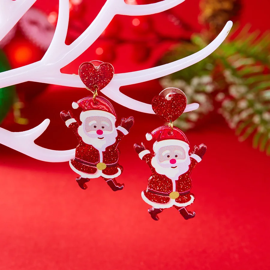 Stylish Christmas Elements Women Earrings Santa Claus Milu Deer Tree Pendant Eardrop Trinket Girls Gift Ear Atmosphere Ornaments