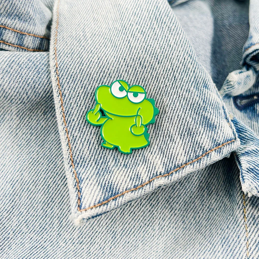 Middle Finger Matcha Dandan Badge Cute Little Crocodile Lapel Pin Funny Meme Jewelry Kawaii Accessories