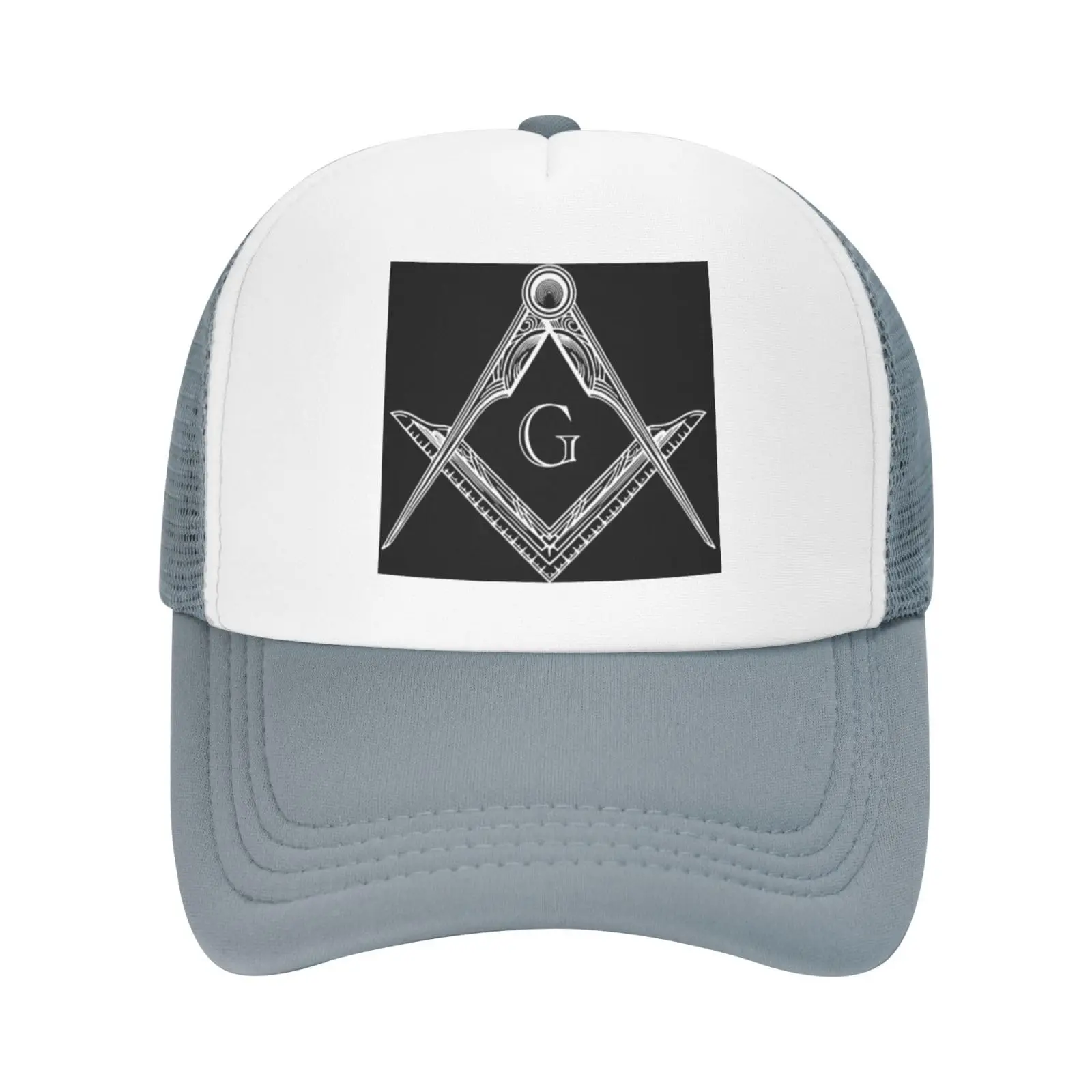 Freemason Symbol Square Compass G Lodge Masonic Trucker Hat Mesh Baseball Cap Women Men Dad Hat Sun Hat Gray