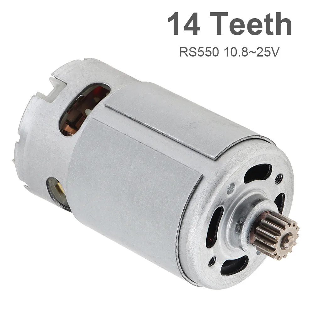 Rs550 Dc Motoren 9.5Mm 14 Tanden 10.8V/12V/14.4V/16.8V/18V/21V/25V Hoge Koppel Versnellingsbak Micro Elektromotor Voor Elektrische Boor