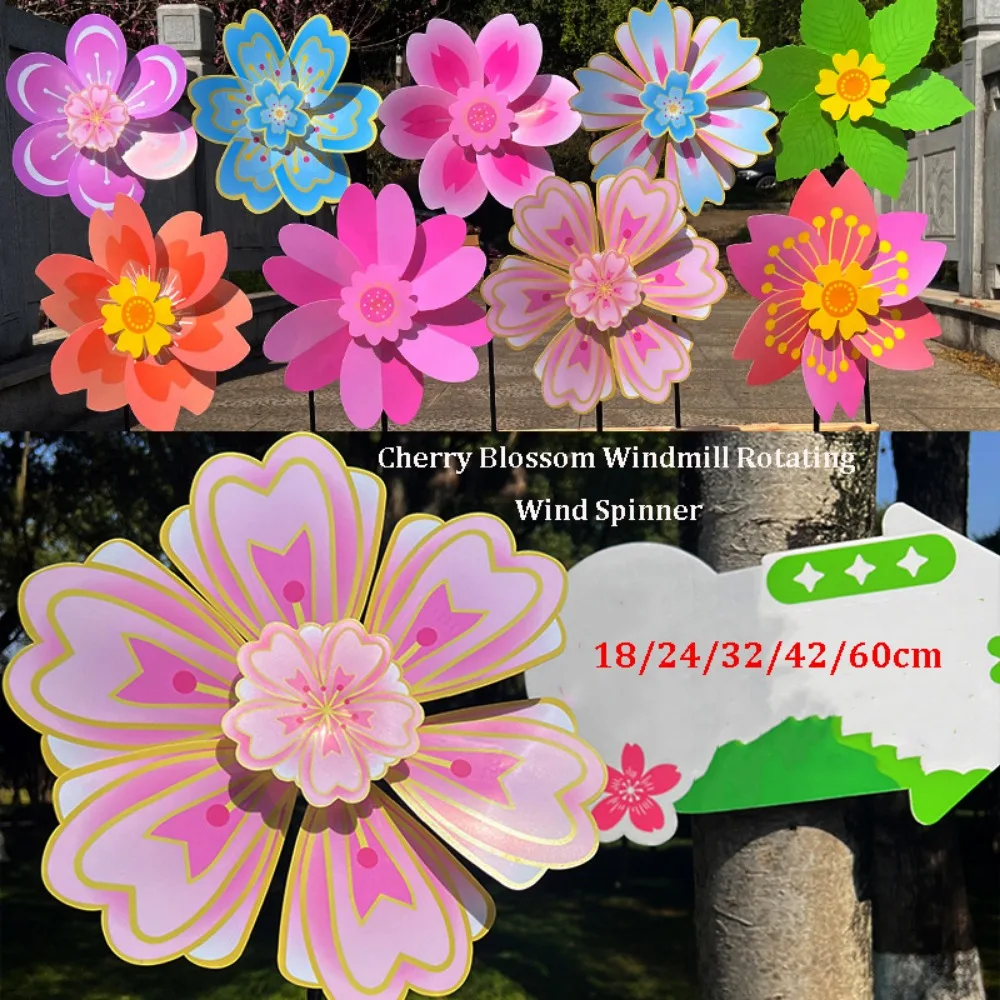 

Multistyles Cherry Blossom Windmill Colorful PVC Rotating Wind Spinner Cherry Blossom Picnic Decor Toys