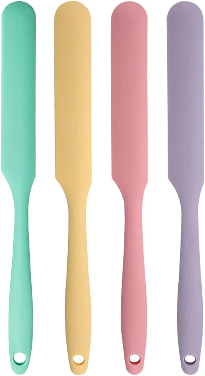 

4 Pcs Silicone Jar Spatula Set - Long Handle Sourdough Scraper, Skinny Spatula for Jars, Bottles, and Containers, Non-Stick Heat Resistant Cake Cream Spatulas