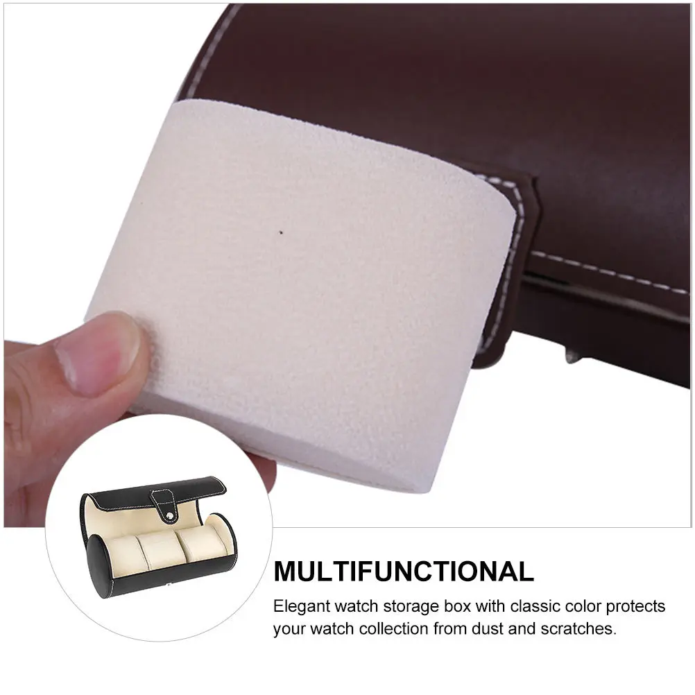 

3-Compartment Box Storage Case For Watch Organizer Display Portable Jewelry Case Dustproof Watch Storage Box