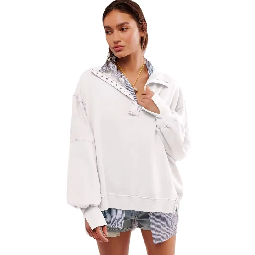 2025 Women's Lantern Sleeve Split Lapel Loose Sweater