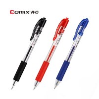 12pcs/Box Comix Push Gel Ink Pens Black Bullet Tip Retractable Writing Pen 0.5mm Refills Smooth Writing School Office Supplies