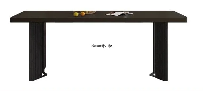 ls 18Thickened rock slab dining table Italian retro simple modern rectangular hanging rock slab dining table