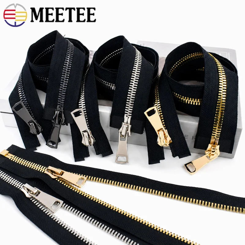 

1Pc Meetee 8# Metal Zippper 70-100cm Double Slider Open End Zips Bag Garment Auto Lock Zippers Repair Kit DIY Sewing Accessories