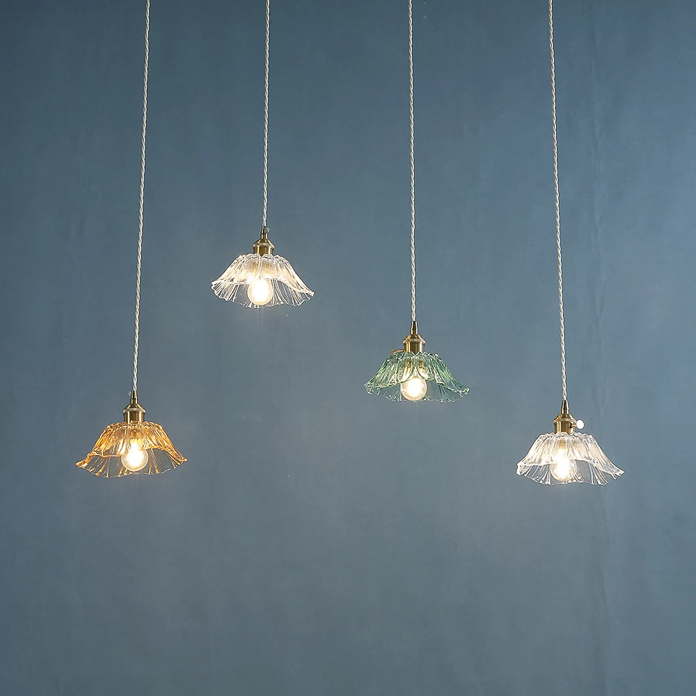 Spring Flower Glass Pendant Light for Bedroom Living Room | Dimmable hanging lamp Lighting Fixture With switch Easy Installation