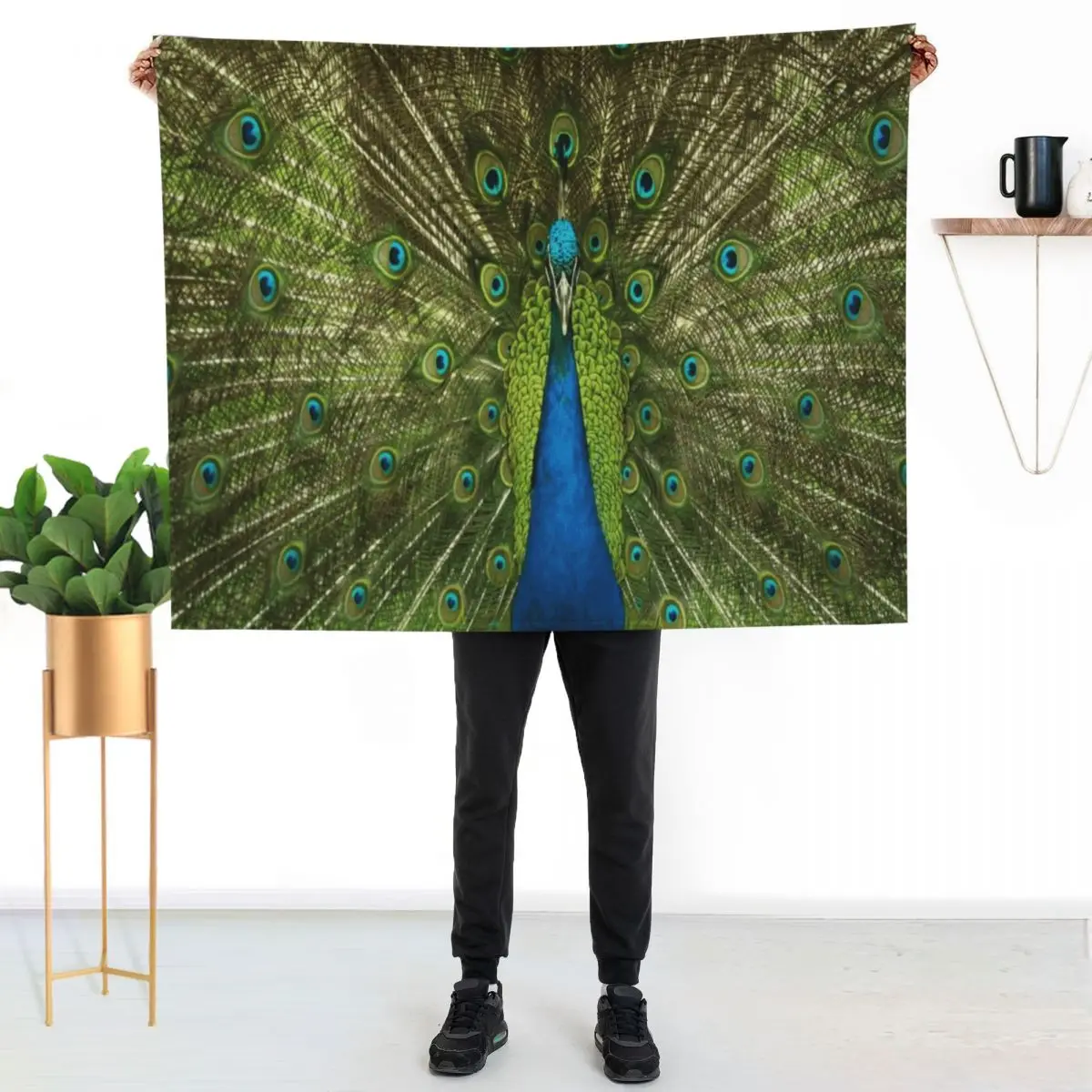 

Peacock Throw Blanket Soft Sherpa Fleece Warm Blanket for Winter