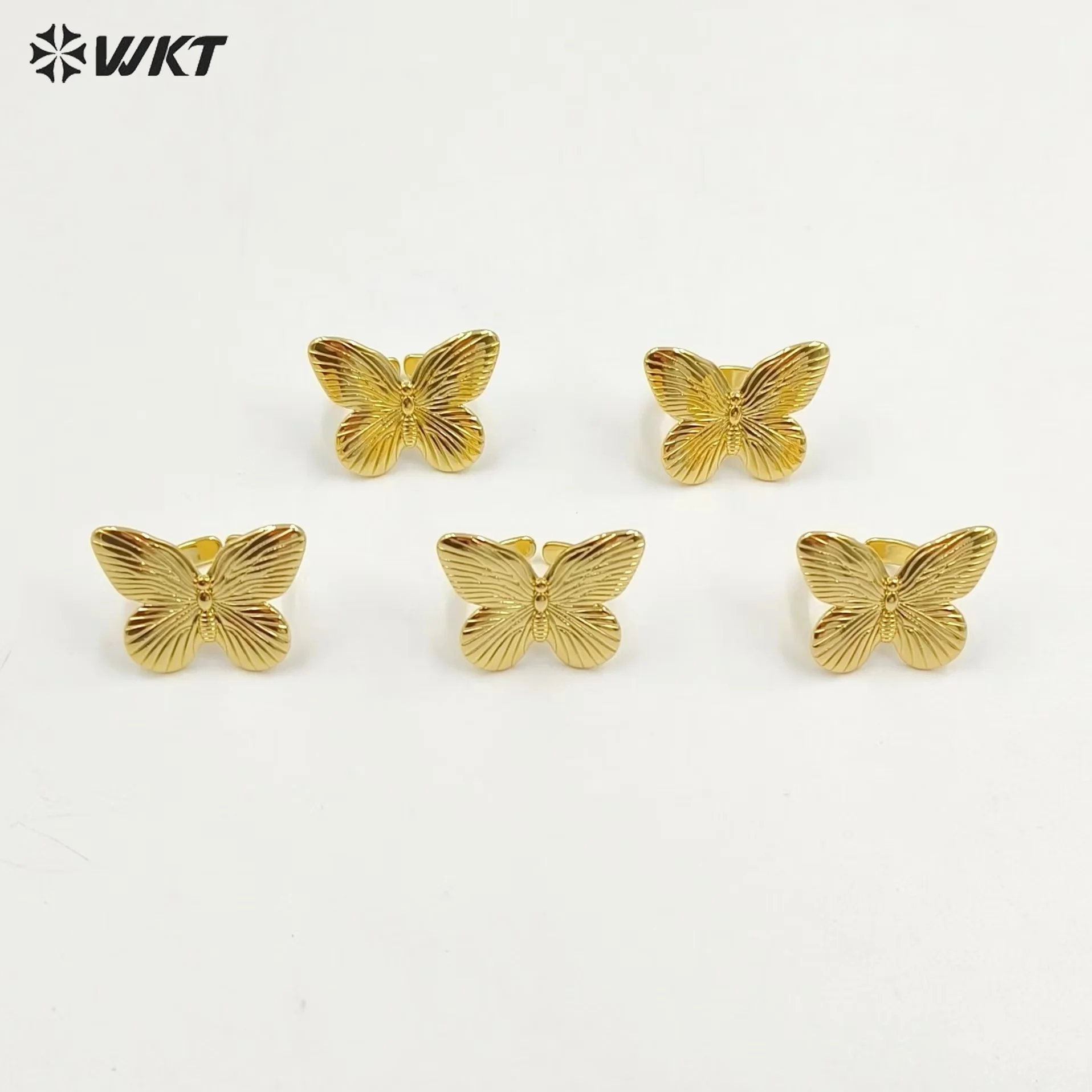 WT-R544 Simple And ELegant Fresh Design 18k Gold Plated Women Adjustable Ring Butterfly Shape Advanced Sale Classy Hot Sale