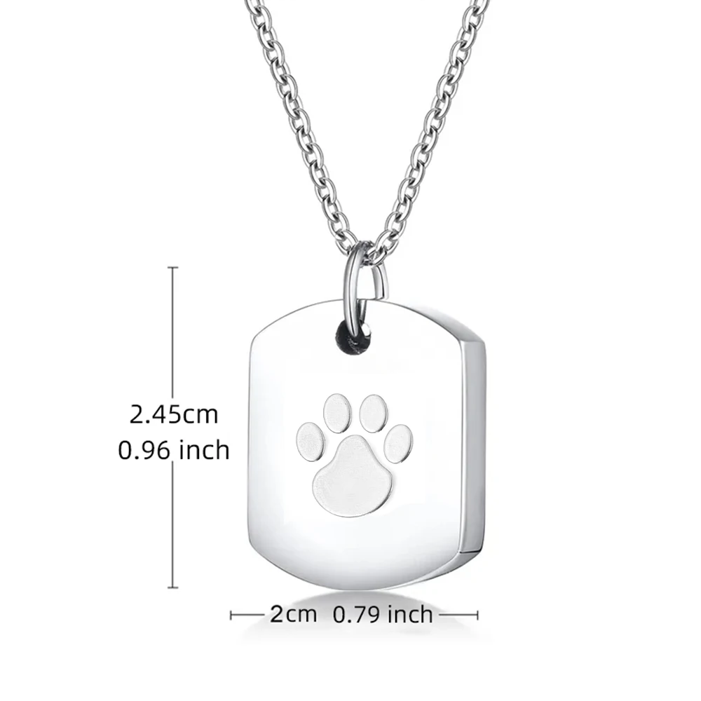 Customized  Personalized Dog Tag Cremation Pendant Urn Necklace Engraving Photo Stainless Steel Ashes Holder Memorial Jewelry