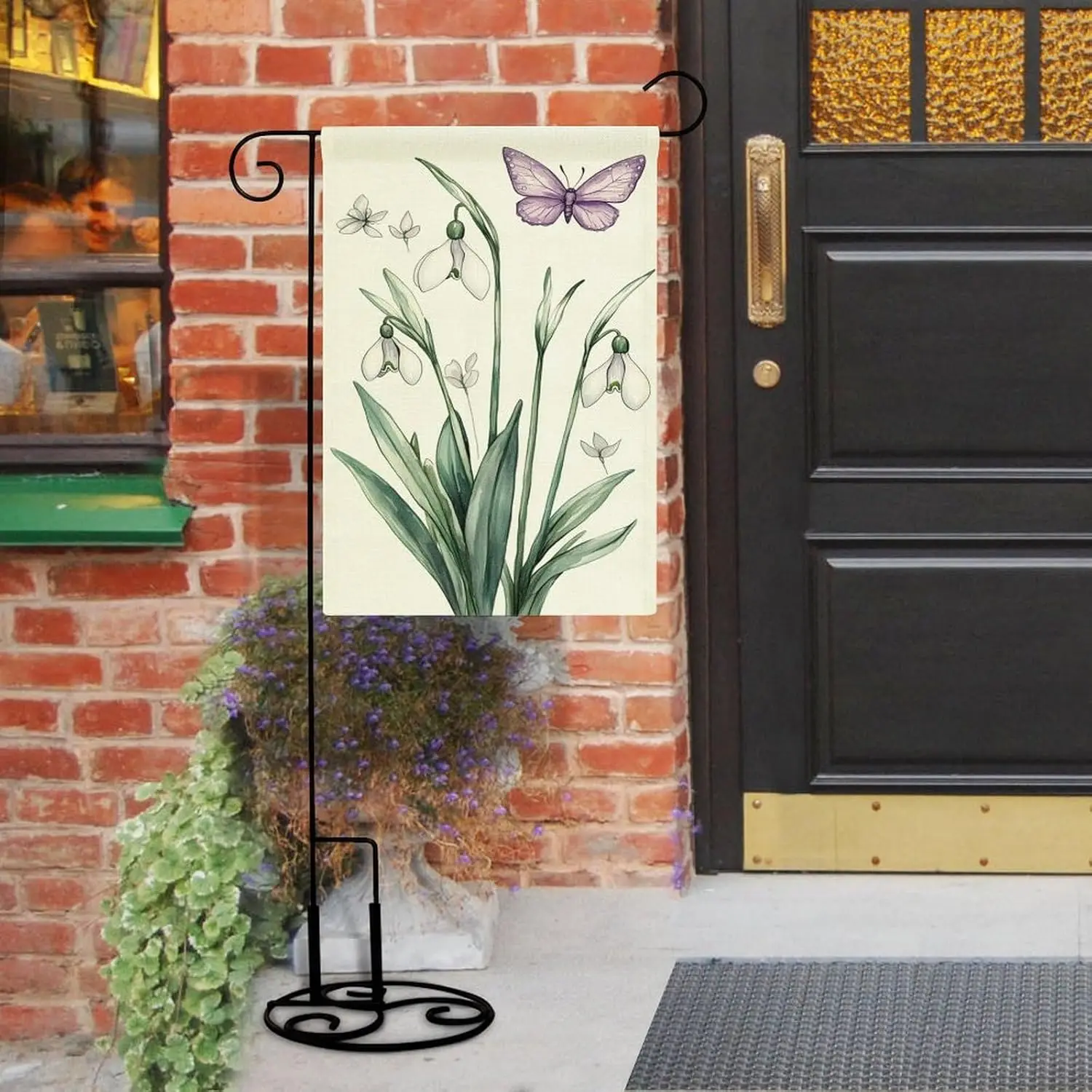 Snowdrops Victorian Botanical Flower Garden Flag House Yard Outside Flag Seasonal Holiday Burlap Garden Decoration Home Deco uui