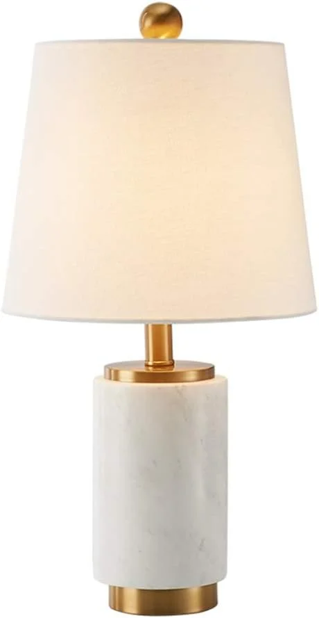 Marble Base Table Lamp Light Emitting Diode Lamp Bedside Decoration Hotel Bedroom Office Home Decoration Supply Wooden Lampshade