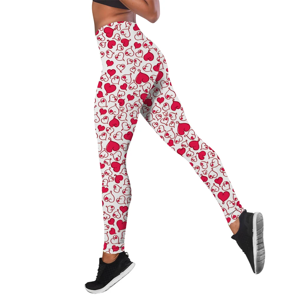 MSIEESO Mode Femmes Leggings Leon Jour Coeur Imprimé Legging Yoga Pantalon Jogging Fitness Vêtements De dehors S-7XL