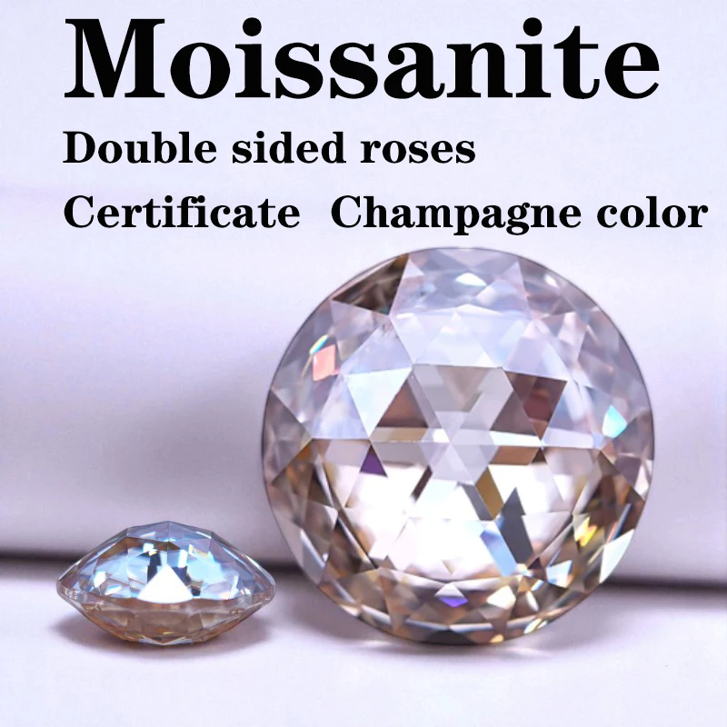 

Муассанит двусторонние розы огранки цвета шампанского круглой формы подвески для DIY усовершенствованных ювелирных изделий кольца серьги сертификат изготовления