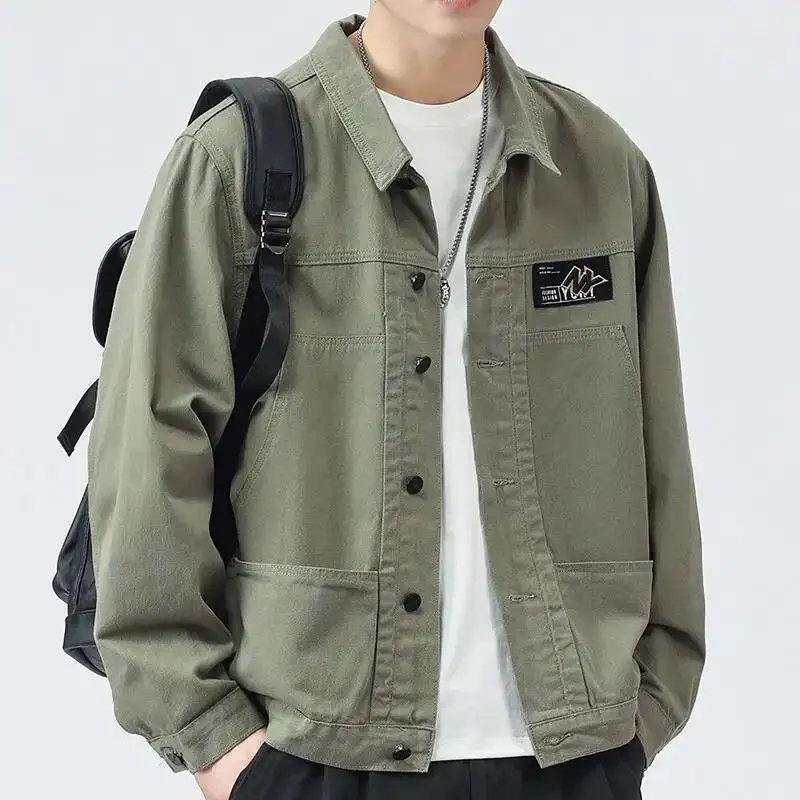 

Men's Shirts 2026 Spring New Denim Jacket Shirts Cardigan Cotton Loose Cargo Denim Top Casual Outerwear