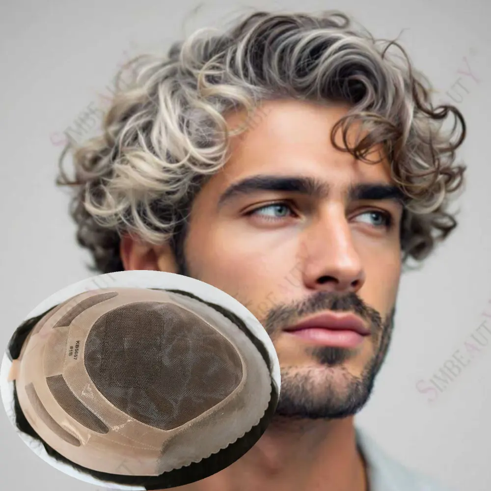 

28 мм фигурные мужские 565 # 1B80 Серый Коричневый Черный Человеческие Волосы Прочный Бонд Моно База Мужской Парик Натуральная Линия Волос Капиллярный Протез