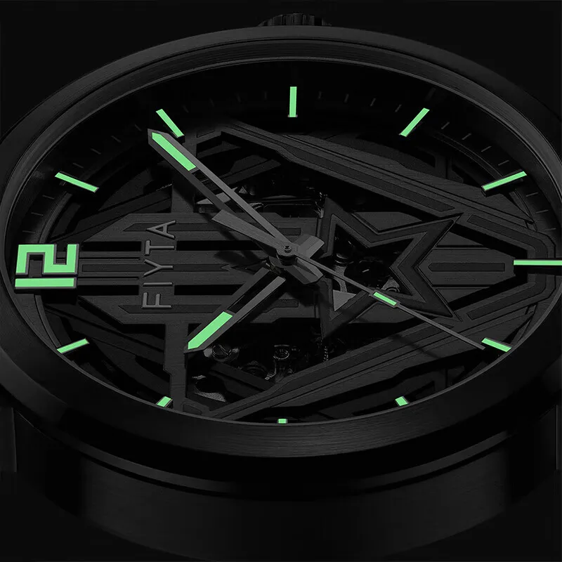 ساعات ميكانيكية أوتوماتيكية من Fiyta للرجال، ساعات رياضية خارجية مقاومة للماء بطول 100 متر من الفولاذ المقاوم للصدأ