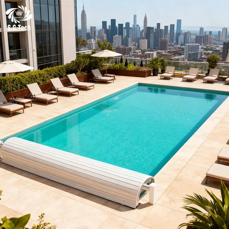Automatic Pool Cover System Computer Controlled UV Protection Custom Size CE RoHS Water Crown