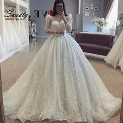 Exquisite Wedding Dress Organza With Embroidery Beading Ball Gown High-Neck Full Sleeve Bride Dress Customized Vestido De Novia