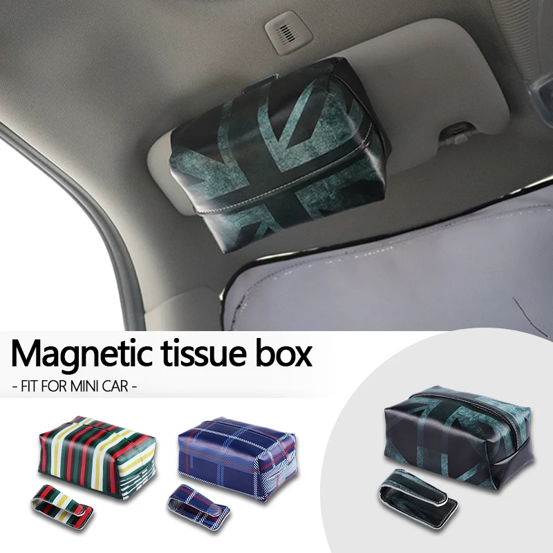 

For BMW For Mini All Series Magnetic Leather Car Sun Visor Tissue Napkin Box Bag package Storage Car Interior Accessories
