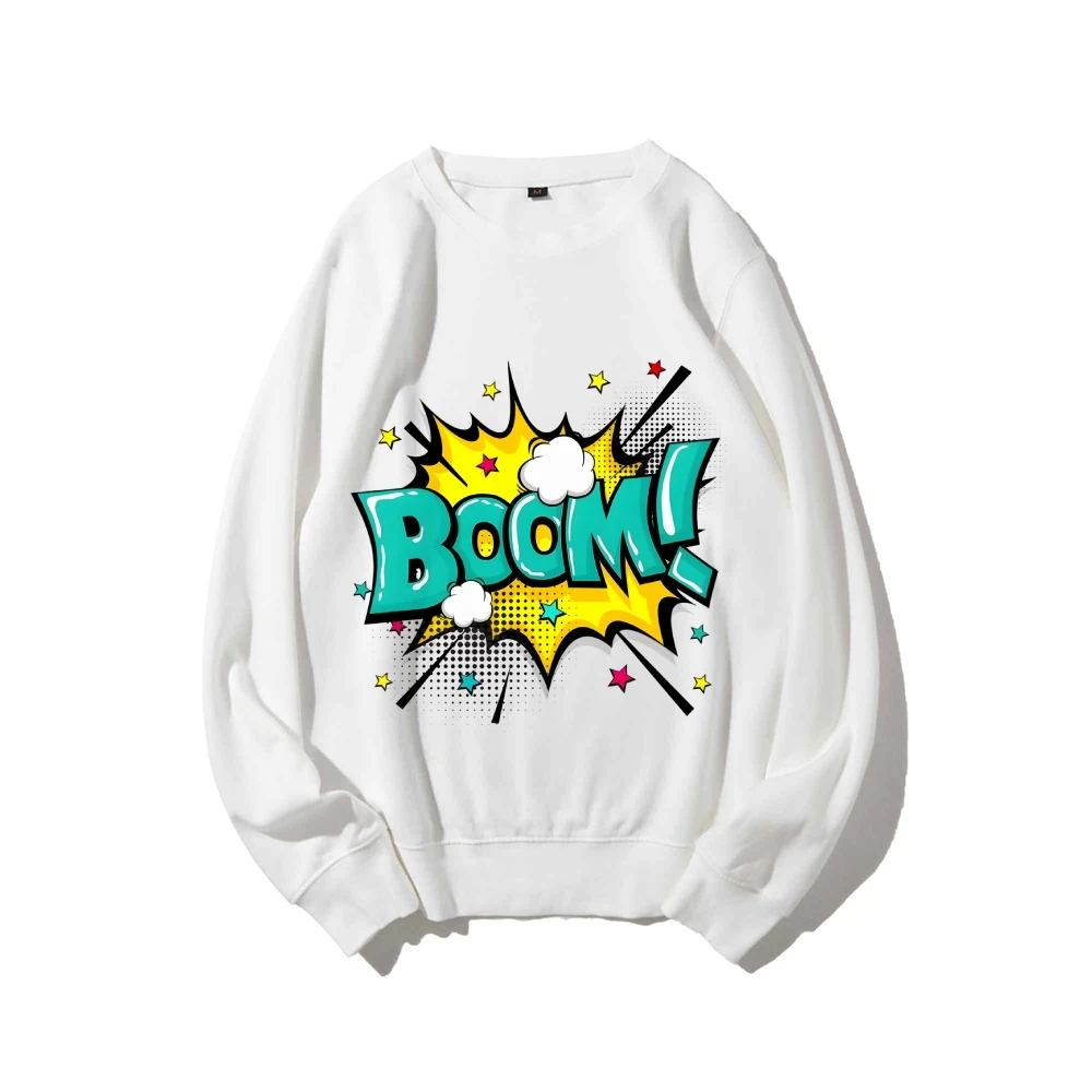 

Y2K Graphic Sweatshirt Boom Comic Explosion Print Energetic Dynamic and Eye-Catching Soft Fabric for Action-Packed Casual Looks