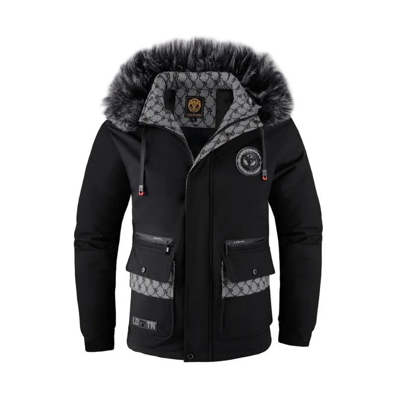 

Men's Fall And Winter Casual Fashion Trend With The Hooded Cotton Jacket Windproof Padded Cold Pure Color Simple Cotton Clothing