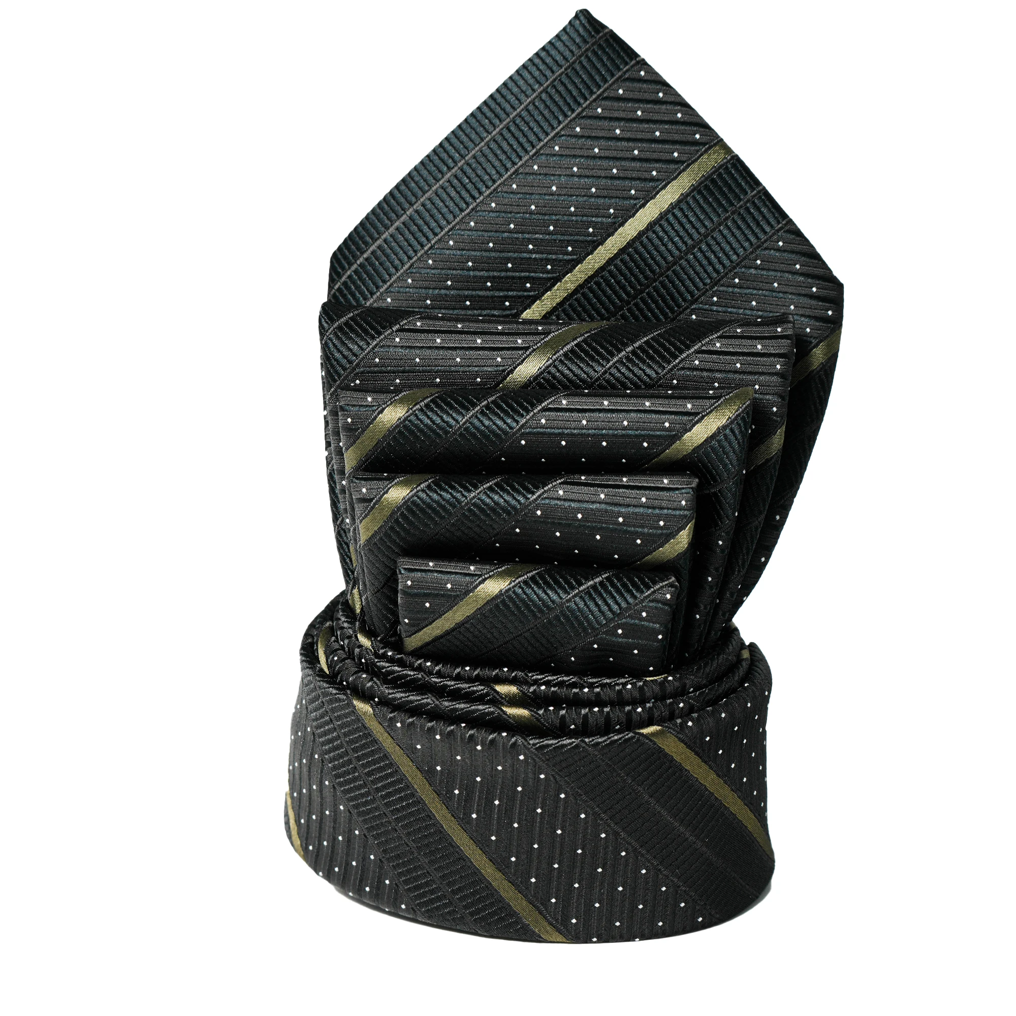 Elegante Herren-Seidenkrawatte mit Streifenmuster in Schwarz, Lila und Rot, für Anzug, formelle Anlässe, Hochzeit, Business, klassisches Luxus-Mode-Accessoire – Detail 24