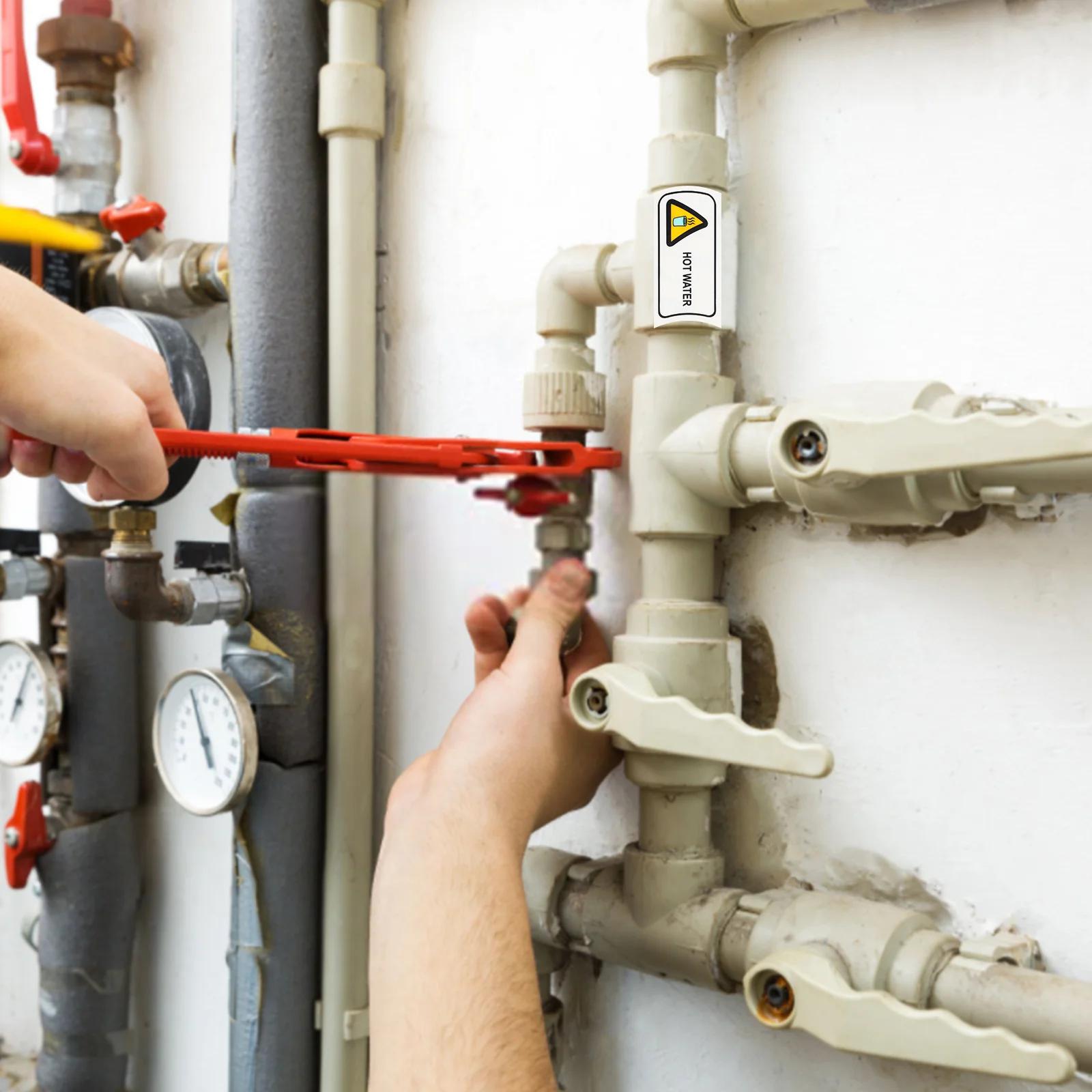 Pipeline Warning Signs Caution Hot Water Stickers Labels Danger Safety Decal The