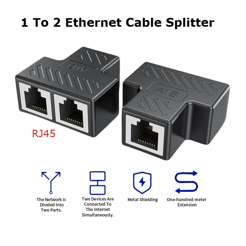 1 إلى 2 محول لفاصل كابل إيثرنت Rj45 8P8C نسخة الكمبيوتر في وقت واحد الوصول إلى الإنترنت IPTV النطاق العريض 3 طريقة Conn موصل #1