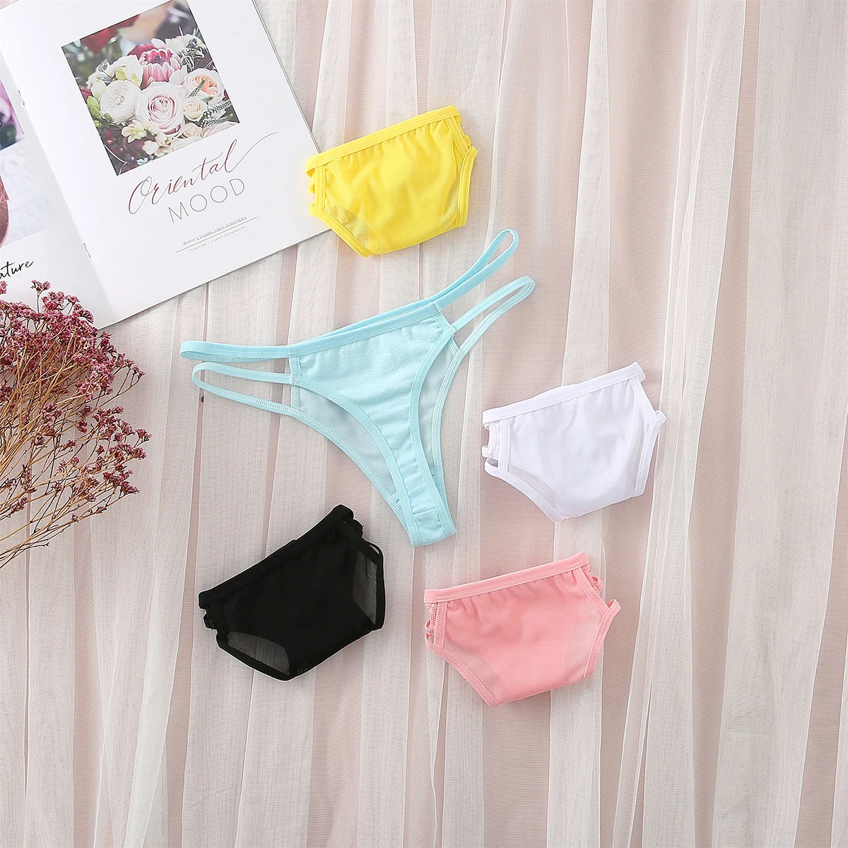 5Pcs Seamless Panties Women Sexy Thong Solid Color Underwear Women\'s Intimate G-string Breathable Underpants Girls Soft Lingerie