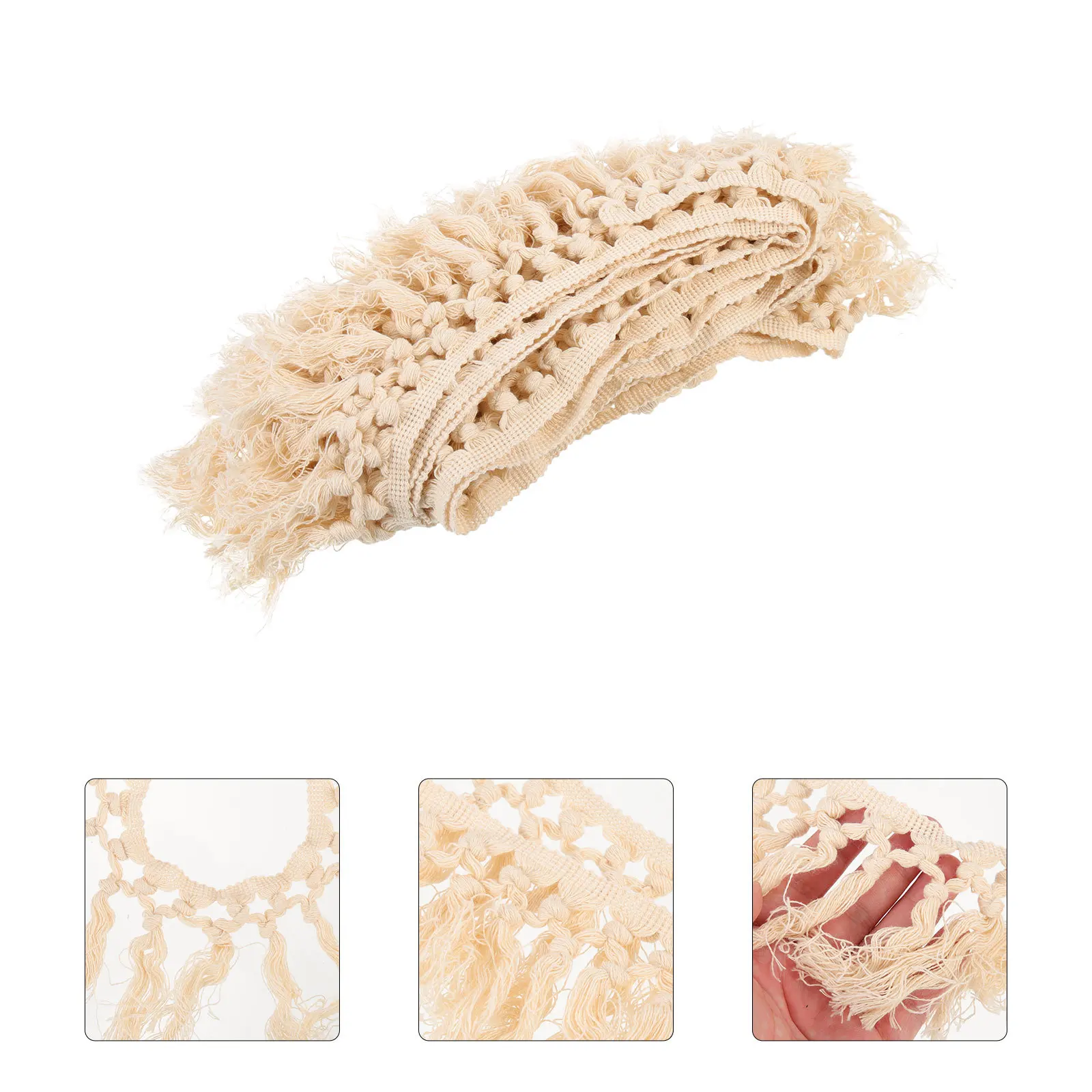 

Decorative Tassel Lace Trim 3 Rolls Soft Skin-Friendly Craft Fringe for Tablecloth Garment Sewing Accessory Upgrade