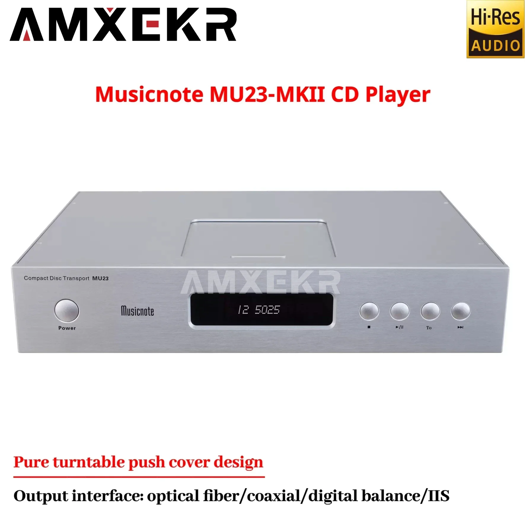 

Musicnote MU23-MKII High-end HIFI Fever CD Player, Pure Turntable Push Cover Design, IIS Output Interface, Remote Control