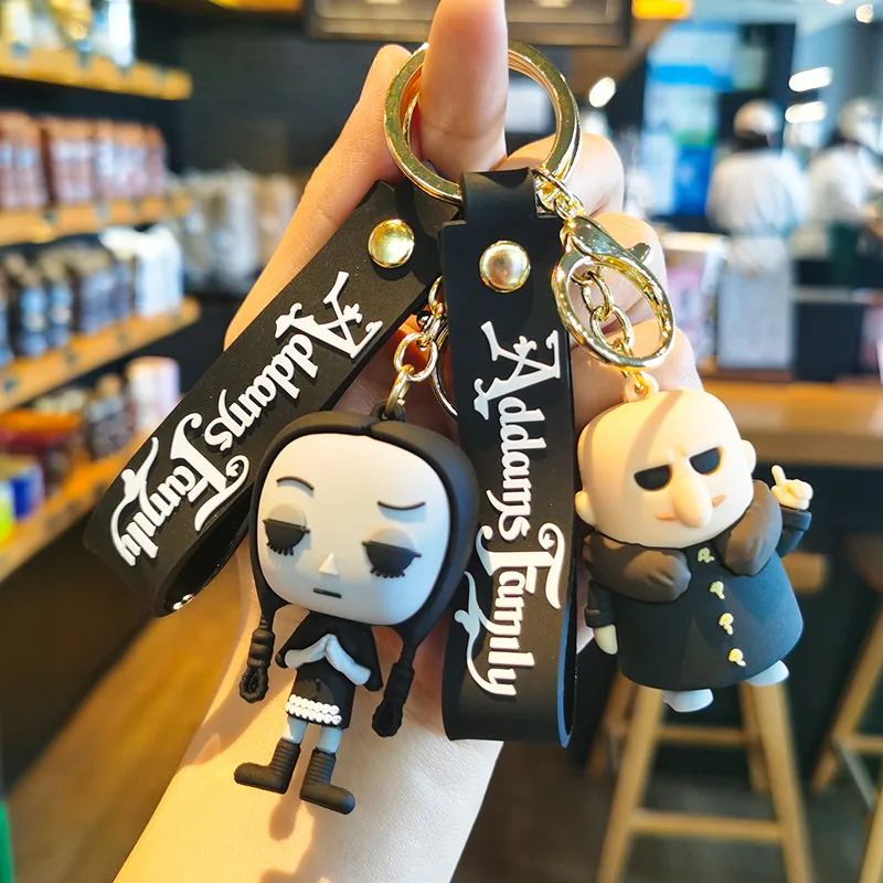 Addams Family Key Chain Anime Wednesday Figure Doll Keyring Bag Pendent Car Key Accessories Keychains Toy Gift for Friends