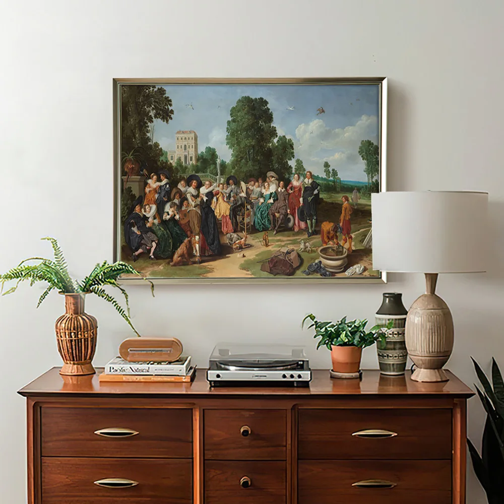 Dirck Hals Art Print Poster The Fete Champetre Vintage Canvas Painting Pastoral Gathering Wall Stickers Decor