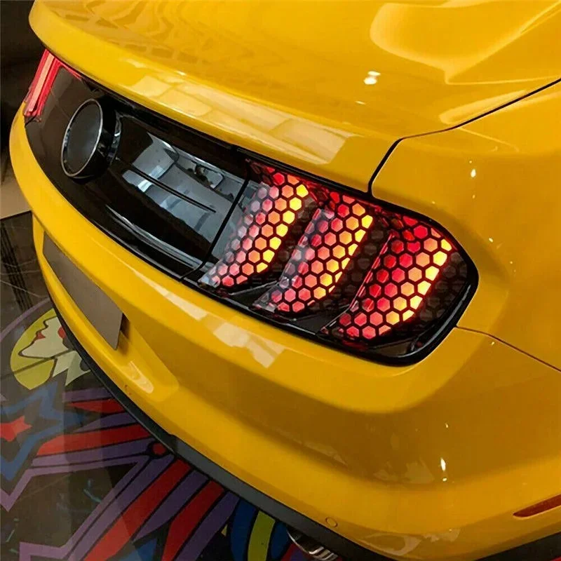 Car Honeycomb Stickers Car Stylish Tail Lights DIY Hollow Protector Decals Auto Rear Lamp Decoration Wrap Film Sticker 48*30cm