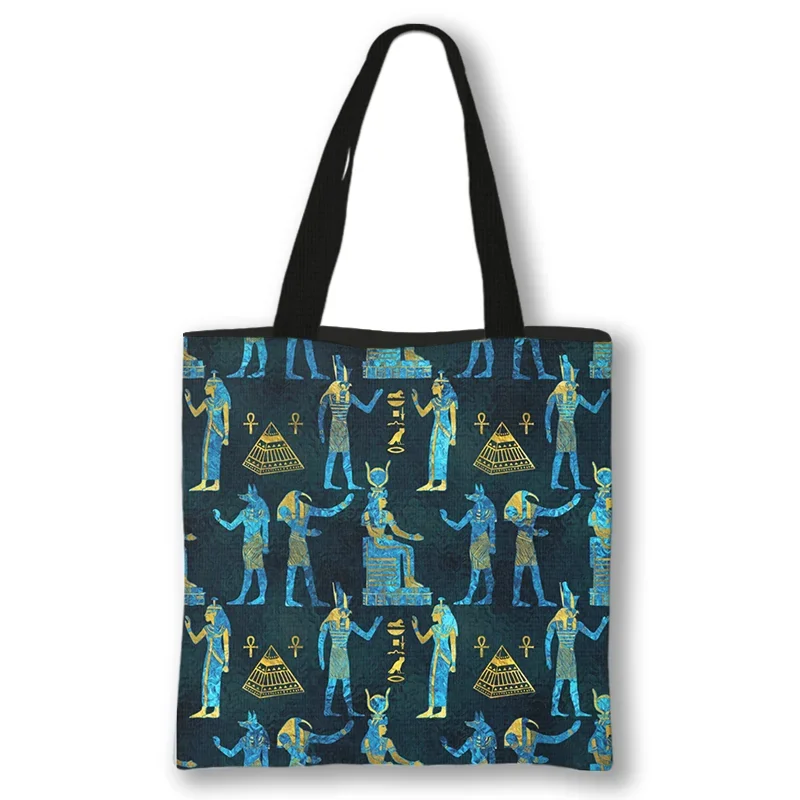 Egyptian hieroglyphs and symbols Print Shoulder Tote Bag African Women Style Handbag Afro Ladies Top-Handle Bags Shopping Bag