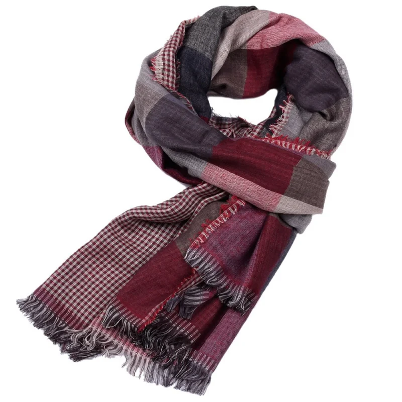 Factory Direct Sales Classic Men\'s Plaid Yarn-Dyed Scarf Autumn and Winter Double-Sided Tassel Men\'s Scarf in Stock Wholesale