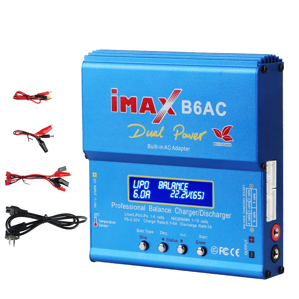 Imax B6AC Intelligent 3 Adapters Battery Discharger DC10-20V 6A RC Balance Charger 80W For Li-ion LiFe Nimh Nicd PB Lipo Battery