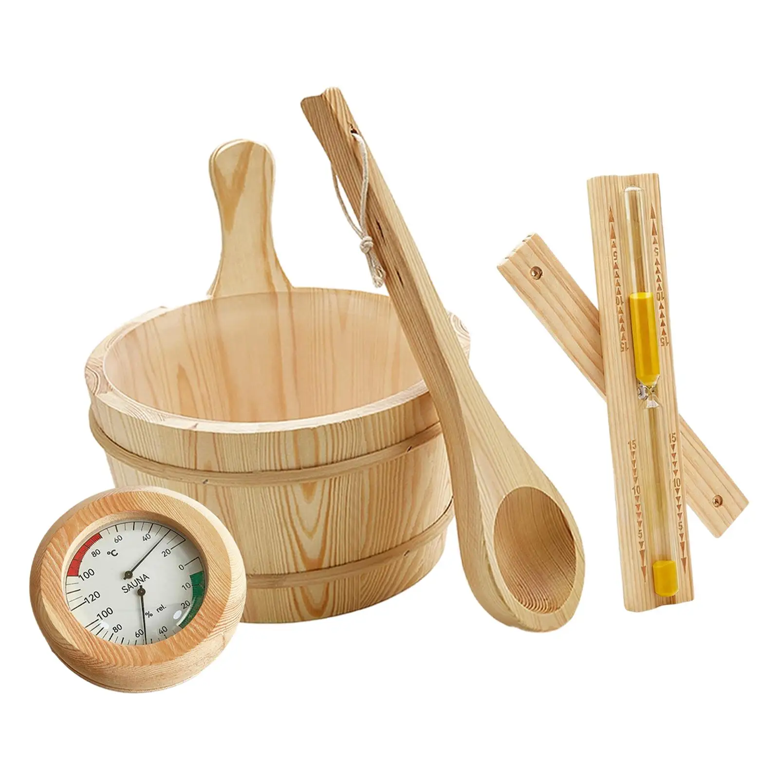 

Набор аксессуаров для сауны: деревянное ведро 4 л, износостойкая ложка, песочные часы для домашнего отдыха