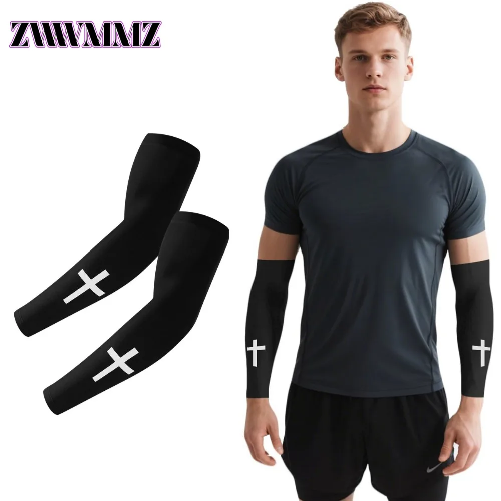 1 Paar Kreuz UV Kühlung Armmanschette Christian Kompression Armmanschette Jugend Fußball Baseball Volleyball Sport Radfahren Arbeiten