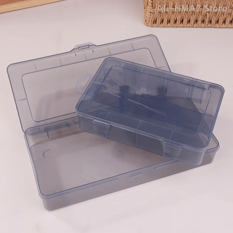 Caja de piezas multirejilla, caja de almacenamiento de herramientas de rejilla de elementos electrónicos de plástico gris transparente, caja de accesorios de rejilla de tornillo pequeño