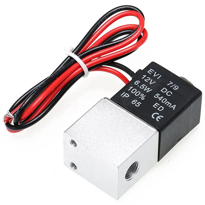 AB34-3Pc 1/4 Inch NPT 2 Ways Normally Closed Valve 12V Pneumatic Aluminum Electric Solenoid Air Valve