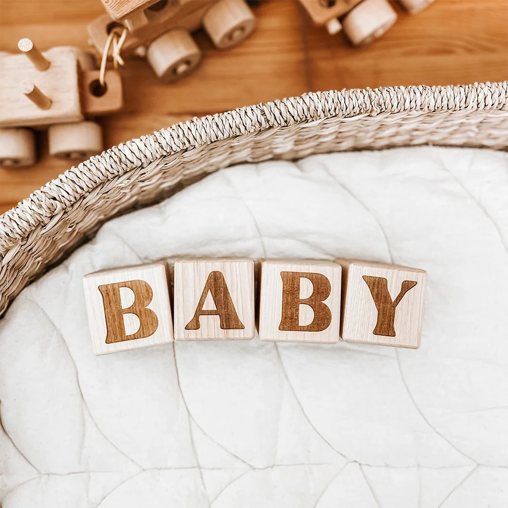 

Wooden Baby Blocks Newborn Photography Props Perfect for Baby Shower Centerpieces Nursery Decor Gender Reveal Party Supplies