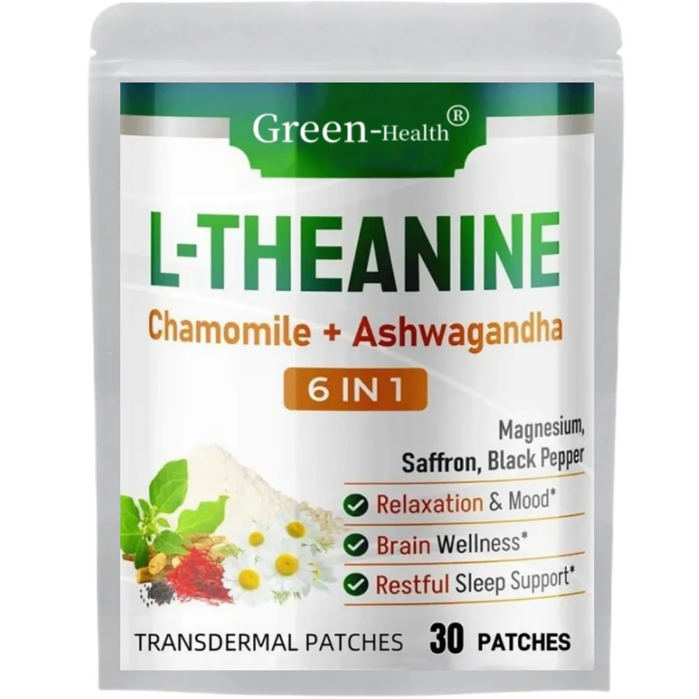 30 Patches L-Theanine Transdermal Patches with Magnesium, Ashwagandha, Saffron, Chamomile - Support Relaxation